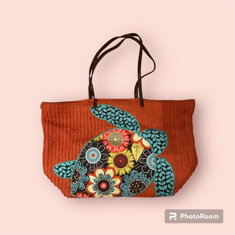 Vera Bradley Orange Turtle Tote/Beach Bag